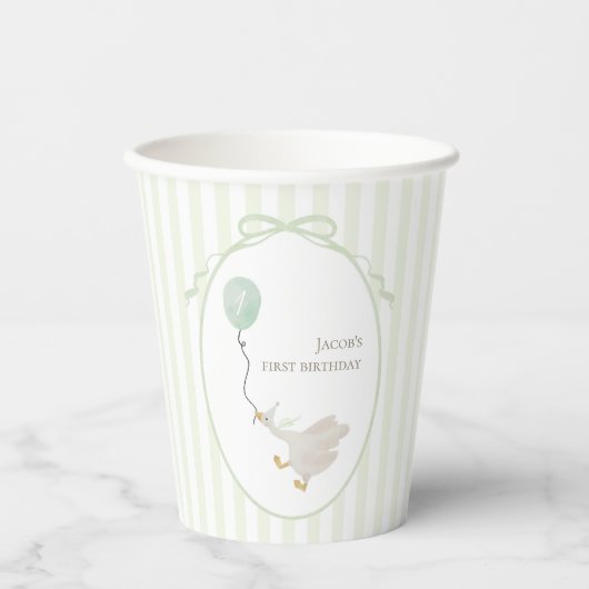 Sage Groene Gekke Goose Paper Cup Papieren Bekers (Voorkant)