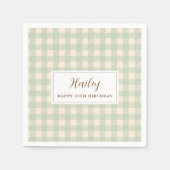 Sage groene gele picknick vichy gingham plaid servet (Voorkant)