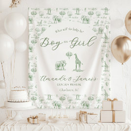 Sage Groene Geslacht Reveal Banner Safari Toile Wandkleed