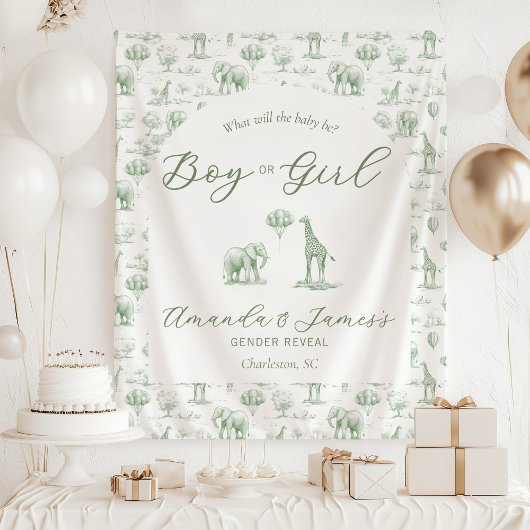 Sage Groene Geslacht Reveal Banner Safari Toile Wandkleed