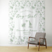 Sage Groene Geslacht Reveal Banner Safari Toile Wandkleed (In situ)