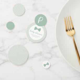 Sage groene gingham boog stropdas baby shower confetti