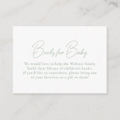 Sage groene gingham eenvoudige boeken voor baby sh informatiekaartje (Voorkant)