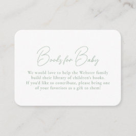 Sage groene gingham eenvoudige boeken voor baby sh informatiekaartje