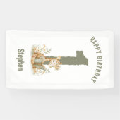 Sage Groene Giraffe Gelukkig 1e Verjaardag Spandoek (Horizontaal)