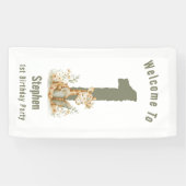 Sage Groene Giraffe Gelukkig 1e Verjaardag Spandoek (Horizontaal)