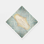 Sage Groene Glimmer Damask Bruiloft Vrijgezellenfe Servet (Hoek)