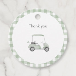 Sage groene golf baby shower bedankjes labels