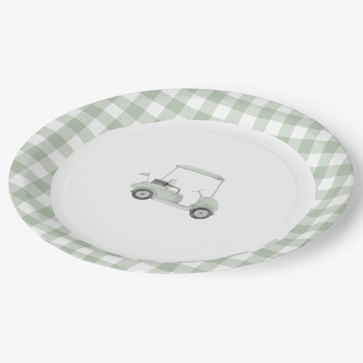 Sage groene golf baby shower bord (Gekanteld)