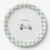 Sage groene golf baby shower bord (Voorkant)