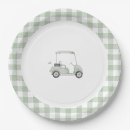 Sage groene golf baby shower bord