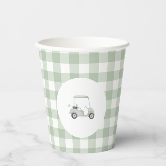 Sage groene golf baby shower papieren bekers (Voorkant)