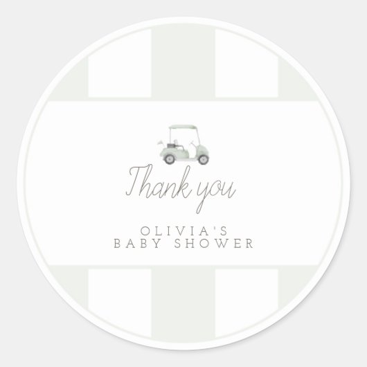 Sage groene golfkar cadeau sticker (Voorkant)