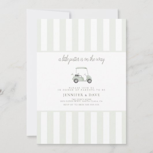 Sage groene golfkar kleine putter op de weg kaart (Voorkant)