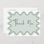 Sage groene golvende rand dank u briefkaart (Voorkant / Achterkant)