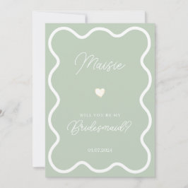 Sage groene golvende zal je mijn bruidsmeisje voor kaart