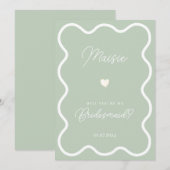 Sage groene golvende zal je mijn bruidsmeisje voor kaart (Voorkant / Achterkant)