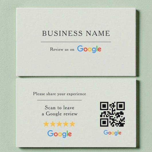 Sage Groene Google Review QR Code Spa Salon Visitekaartje