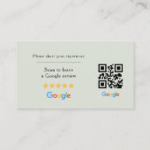 Sage Groene Google Review QR Code Spa Salon Visitekaartje (Achterkant)