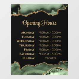 Sage Groene Gouden Agaat Openingstijden Venster Cl Raamsticker