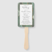 Sage Groene Gouden Agaat Trouwprogramma Handwaaier (Voorkant)