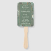 Sage Groene Gouden Agaat Trouwprogramma Handwaaier (Voorkant)