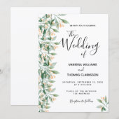Sage groene gouden botanische bruiloft kaart (Voorkant / Achterkant)