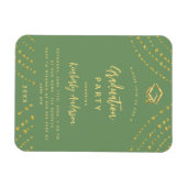 Sage groene gouden sterren afstudeerfeest uitnodig magneet (Horizontaal)