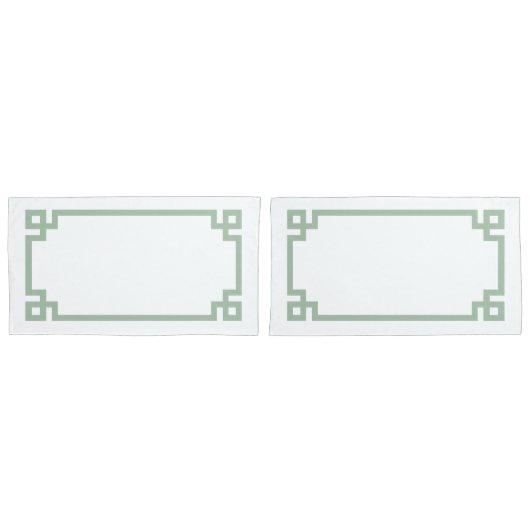 Sage Groene Griekse hoofdgrens Kegelgrootte Kussensloop (Voorkant-Set)