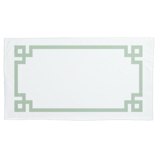 Sage Groene Griekse hoofdgrens Kegelgrootte Kussensloop (Voorkant-Links)