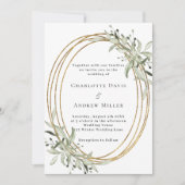 Sage groene groen groen gouden lijst bruiloft kaart (Voorkant)