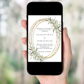 Sage groene groen groen gouden lijst bruiloft kaart