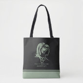 Sage groene haarstyliste logo aangepaste tekst tote bag (Voorkant)