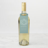 Sage groene hand getekend blad monogram kunst brui flessenhanger (Op fles)