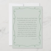 Sage Groene Hand Getrokken Doop Uitnodiging (Achterkant)