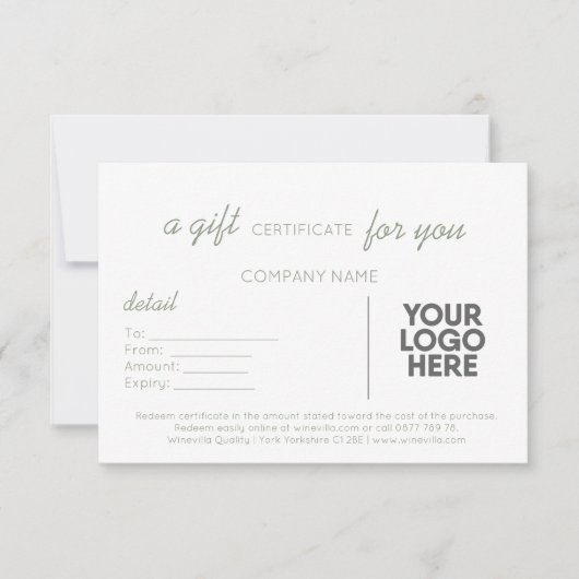 Sage Groene Handschrift Zakelijk Gift met Logo (Voorkant)