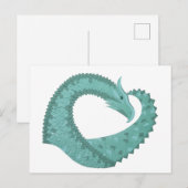 Sage groene hartdraak op wit briefkaart (Voorkant / Achterkant)