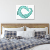 Sage groene hartdraak op wit canvas afdruk (Insitu (Slaapkamer))