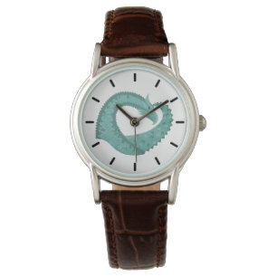 Sage groene hartdraak op wit horloge
