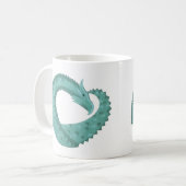 Sage groene hartdraak op wit koffiemok (Voorkant links)