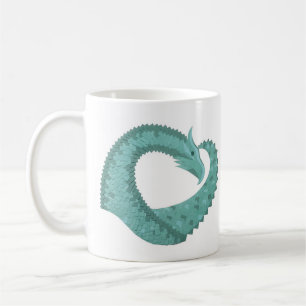 Sage groene hartdraak op wit koffiemok