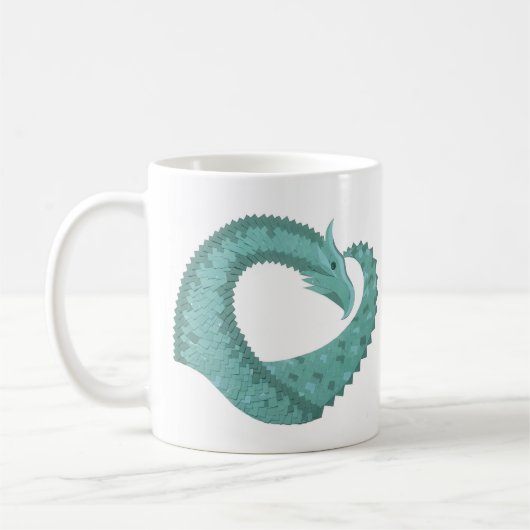 Sage groene hartdraak op wit koffiemok (Links)