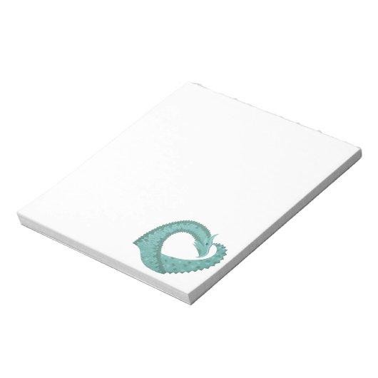 Sage groene hartdraak op wit notitieblok (Linkerzijde)