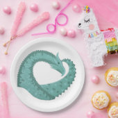 Sage groene hartdraak op wit papieren bordje (Feest)