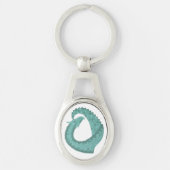 Sage groene hartdraak op wit sleutelhanger (Voorkant)