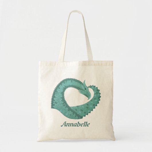 Sage groene hartdraak op wit tote bag (Voorkant)
