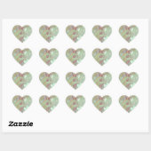 Sage Groene Harten Verzegeld met Liefde Sticker (Vel)