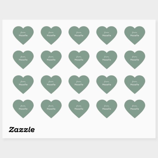 Sage groene hartvorm valentijnse sticker (Vel)