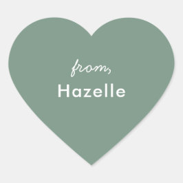 Sage groene hartvorm valentijnse sticker
