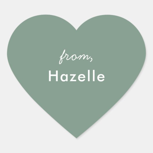 Sage groene hartvorm valentijnse sticker (Voorkant)